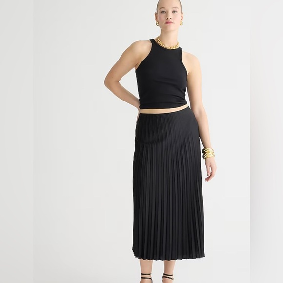 J.Crew | 2023 Gwyneth Pleated Slip Skirt in Black Size Small Evening Wedding - Picture 1 of 13